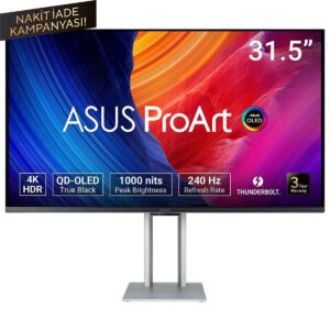 Asus Proart Pa32ucdm 31.5 Inç 240hz 0.1ms 4k Uhd Adaptive Sync Qd Oled Pivot Monitör 1
