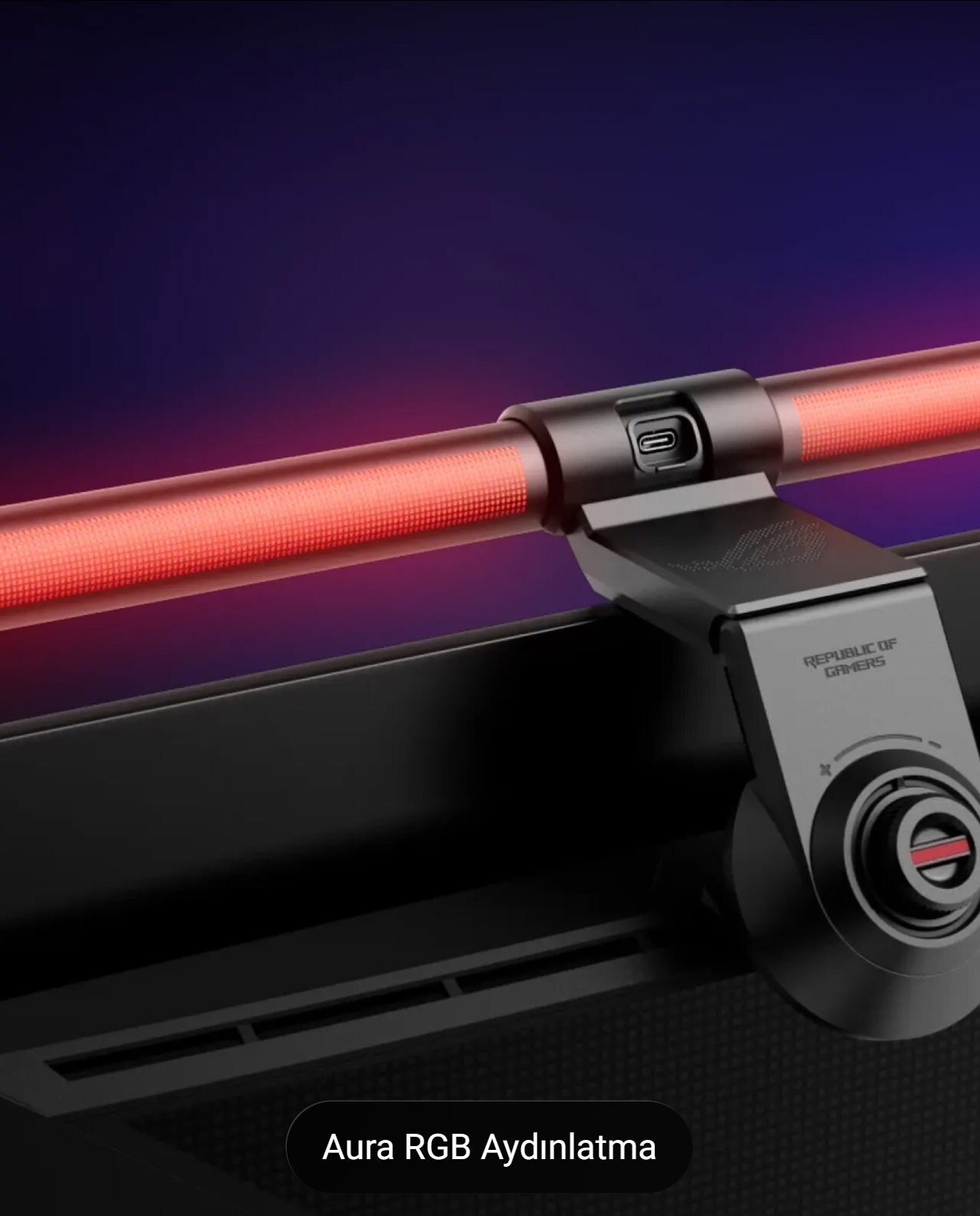 Yüksek kaliteli kırmızı RGB aydınlatmalı gaming çubuğu, oyun tutkunlarına özel tasarlanmış, şık ve ergonomik tasarım, üstün performans ve görsel etkileyici detaylar.