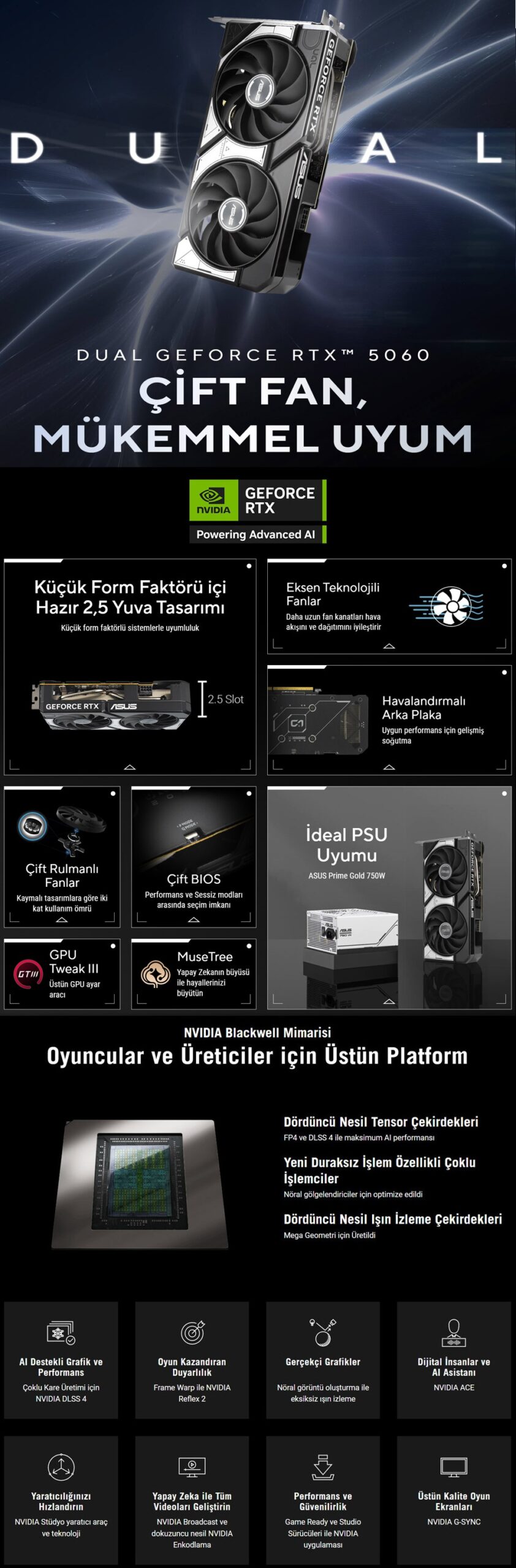 ASUS DUAL GeForce RTX 5060 8GB Ekran Kartı h7