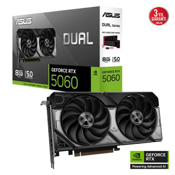 Asus Dual Geforce Rtx 5060 8gb Gddr7 128 Bit Dlss 4 Ekran Karti Y2