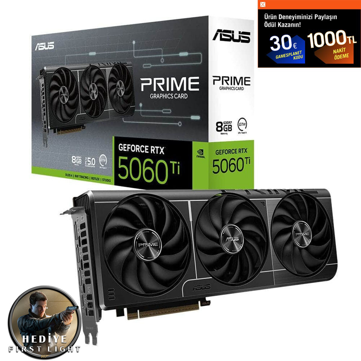 Asus Prime Geforce Rtx 5060 Ti 8gb Gddr7 128 Bit Dlss 4 Ekran Kartı 007 First Light Hediyeli 1