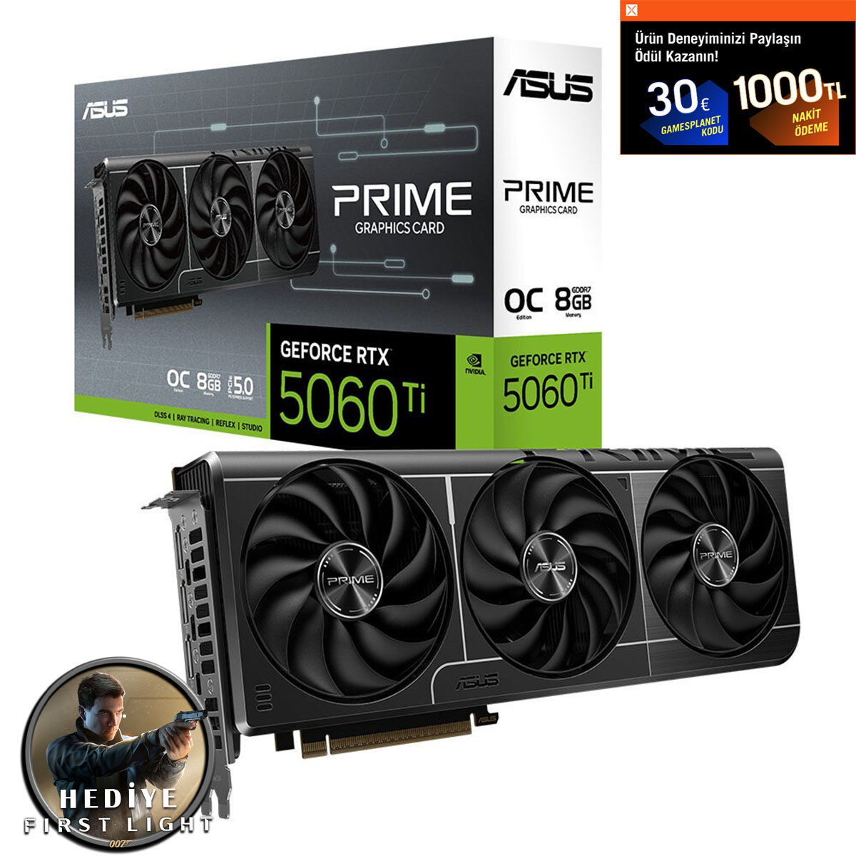 Asus Prime Geforce Rtx 5060 Ti Oc 8gb Gddr7 128 Bit Dlss 4 Ekran Kartı 007 First Light Hediyeli 1
