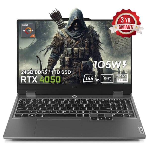 Lenovo Loq 15arp9 83jc00e3trv1 Amd Ryzen 7 7435hs 24gb Ddr5 1tb Ssd Rtx4050 6gb 105w 15 6 Inc 144hz Full Hd Freedos Gaming Laptop 1
