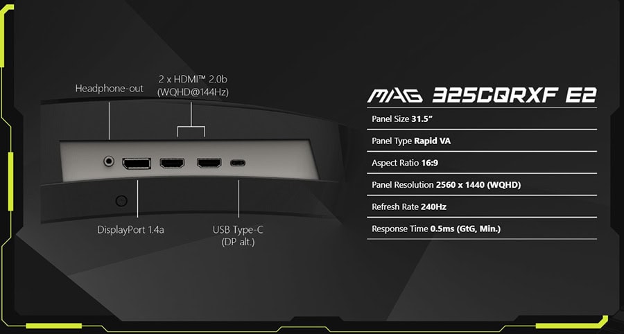 MSI MAG 325CQRXF E2 Gaming Monitör h13