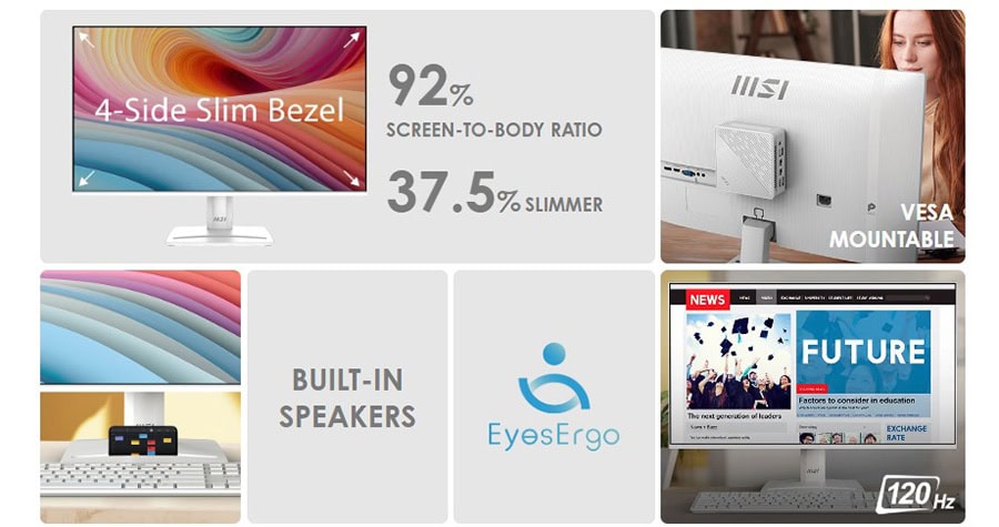 MSI PRO MP251W E2 24.5 inç 120Hz 1ms Full HD Adaptive Sync IPS Beyaz Monitör H3