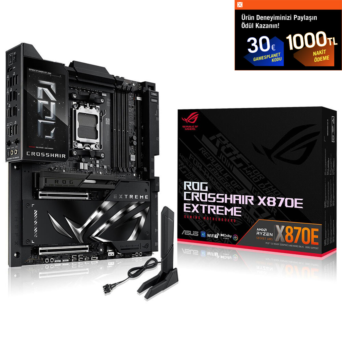 Asus Rog Crosshair X870e Extreme 9000mhz (oc) Ddr5 Soket Am5 M.2 Hdmi Type C E Atx Anakart 1
