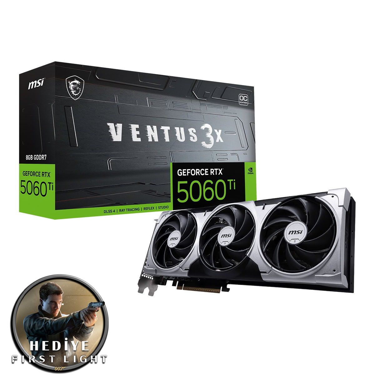 Msi Geforce Rtx 5060 Ti 8g Ventus 3x Oc 8gb Gddr7 128 Bit Dlss 4 Ekran Kartı 007 First Light Hediyeli 1
