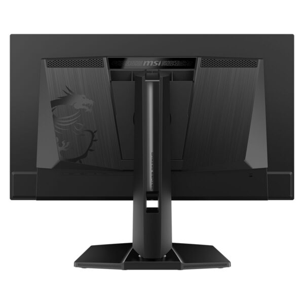 Yüksek performanslı MSI gaming monitörü arka görünüm, şık tasarım ve ekran teknolojisi vurgulanmış, oyunculara üstün grafik ve hız sağlar, oyun keyfini artırır.