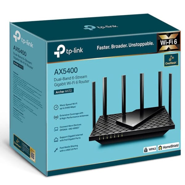 Tp Link Archer Ax72 Ax5400 Dual Band Wifi 6 Easymesh Router 4