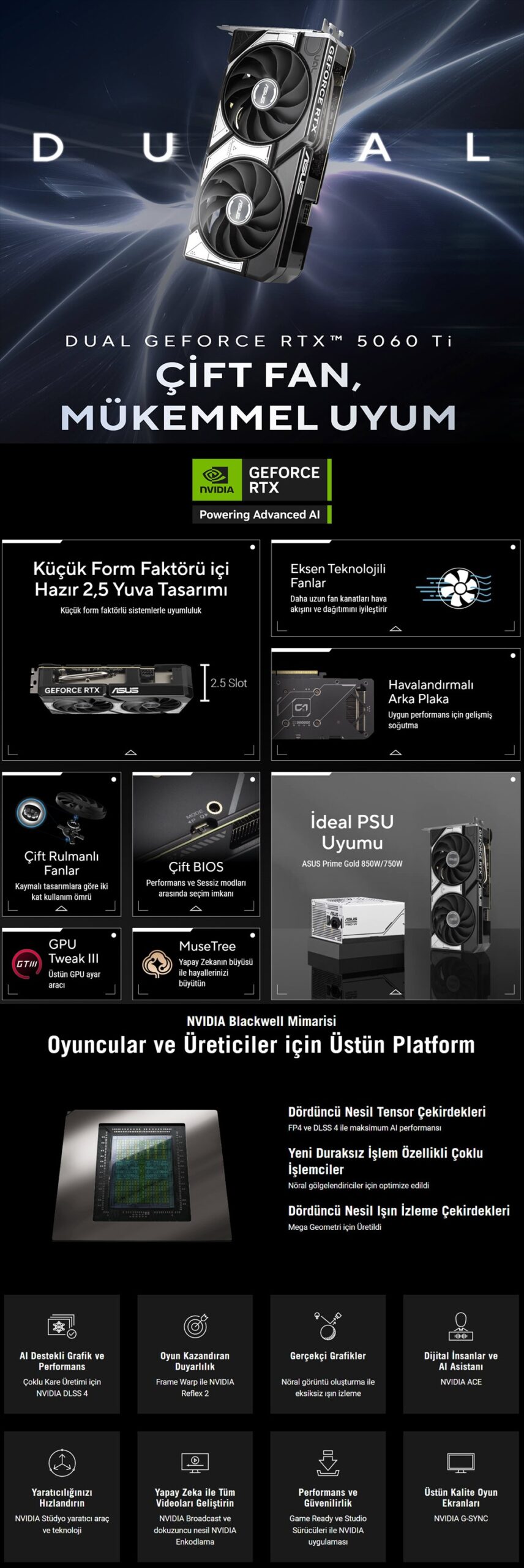 ASUS DUAL GeForce RTX 5060 Ti 8GB Ekran Kartı h7