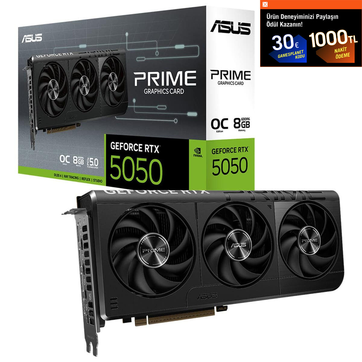 ASUS PRIME GeForce RTX 5050 OC Edition 8GB GDDR6 DLSS 4 128 Bit Ekran Kartı