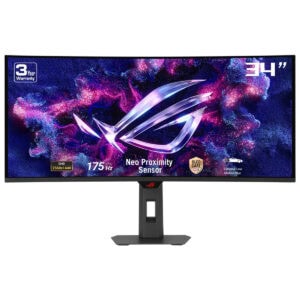 Yüksek çözünürlüklü 34 inç oyun monitörü, nano proximity sensör ve 175Hz yenileme hızı ile gelişmiş oyun deneyimi sunar. OLED CARE PRO teknolojisi ve düşük hareket bulanıklığı özellikleriyle üstün görüntü kalitesi sağlar.