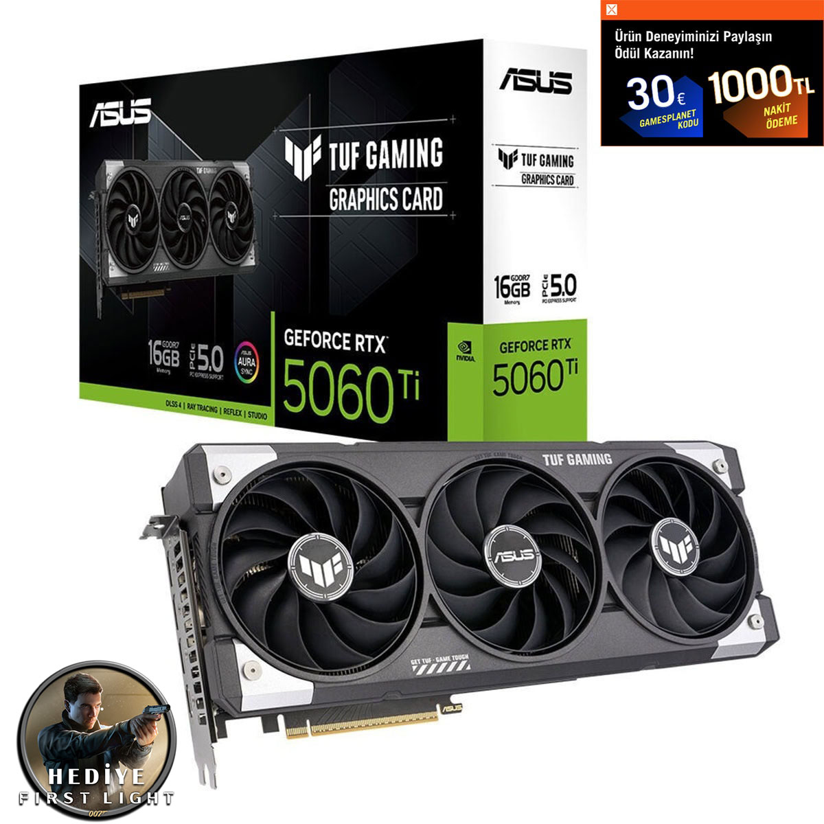 Asus Tuf Gaming Geforce Rtx 5060 Ti 16gb Gddr7 128 Bit Dlss 4 Ekran Kartı 007 First Light Hediyeli 1