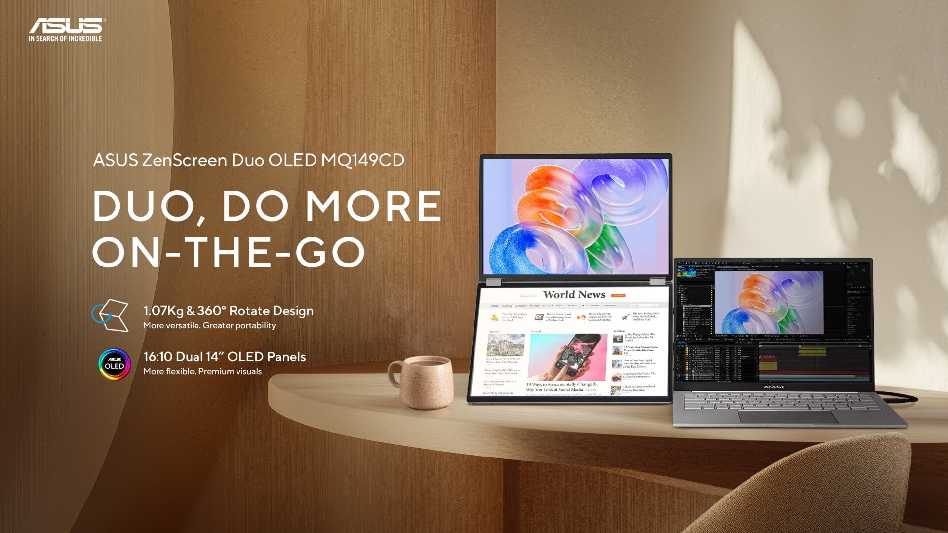 Asus Zenscreen Duo Oled Mq149cd Modelinin Piyasaya Ciktigini Duyurdu