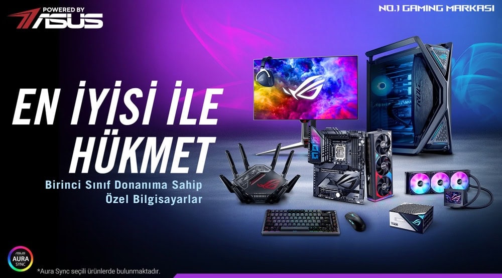 Gaming sistemleri ve donanımlarını gösteren yüksek kaliteli görsel, monitör, anakart, ekran kartı, soğutucu ve aksesuarlar.