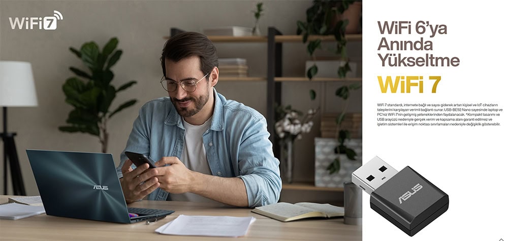 USB-BE92 Nano ASUS USB-BE92 NANO BE6500 Tri-Band WiFi7 USB Adaptör h2