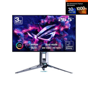 Asus Rog Swift Oled Pg27aqwp W 26.5 Inç 540hz 2k Qhd 0.02ms 720hz Hd Dual Mode Adaptive Sync Tandem Oled Pivot Gaming Monitör 1