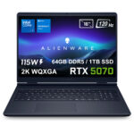 Dell Alienware 16 Aurora Intel Core 9-270H GeForce RTX 5070 8GB 115W  64GB DDR5 1TB SSD 16 inç 2K WQXGA 120Hz WVA W11 Home Gaming Laptop (AC16250-C932157Wv2) - 2 Yıl Yerinde Servis Garantisi