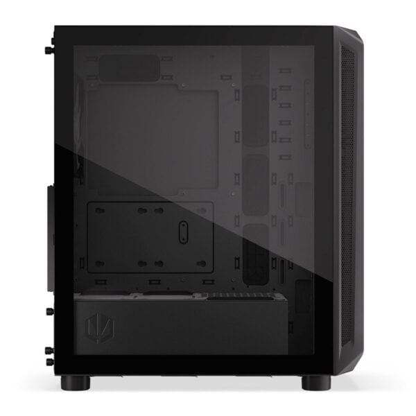 Yüksek performanslı bilgisayar kasa, iç kısmı boş ve geniş alanlar ile modern tasarım. Gaming ve yüksek grafik gerektiren oyunlar için uygun, hava sirkülasyonu sağlayan soğutma özellikleriyle donatılmış.