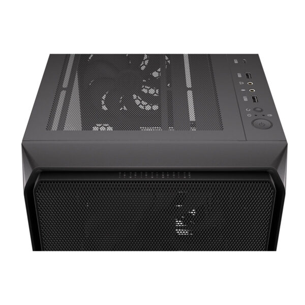 Yüksek performanslı bilgisayar kasası, hava akışını optimize eden su geçirmez metal ön panel, USB ve HDMI bağlantı noktaları ile modern oyun ve ofis bilgisayarı kullanımı için ideal.