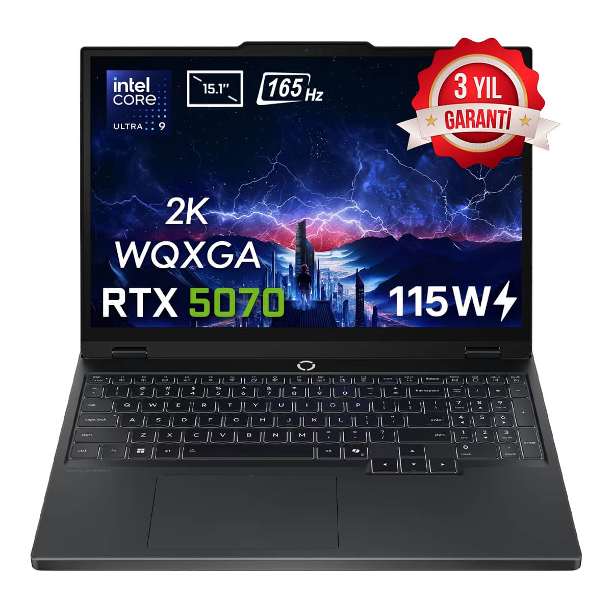 Lenovo Legion 5 15IAX10 Intel Core Ultra 9-275HX 32GB DDR5 1TB SSD RTX 5070 8GB 115W 15.1 inç 2K WQXGA 165Hz FreeDos Gaming Laptop (83F00024TR)