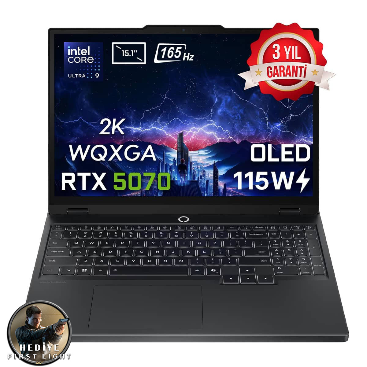 Lenovo Legion 5 15iax10 Intel Core Ultra 9 275hx Geforce Rtx 5070 8gb 115w 32gb Ddr5 1tb Ssd 115w 15.1 Inç 2k Wqxga 165hz Oled Freedos Gaming Laptop (83f00024tr) 007 First Light H