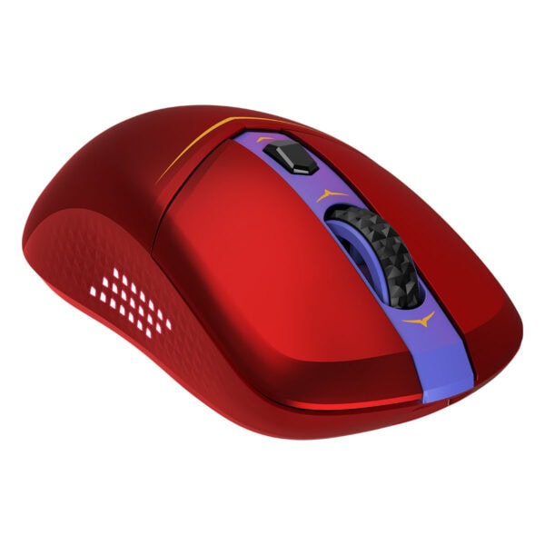 Mavi ve kırmızı renkli gamer mouse, ergonomik tasarım ve yüksek hassasiyetli sensör, oyun ve profesyonel kullanım için ideal, RGB aydınlatmalı, yüksek performanslı gaming mouse.