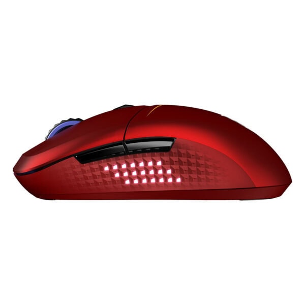 Yüksek performanslı kırmızı renkli taşınabilir oyun mouse'u. LED ışıklandırması ve ergonomik tasarımıyla gaming deneyimini artırır. Oyuncu ekipmanları ve oyun aksesuarları arasında popüler seçim.
