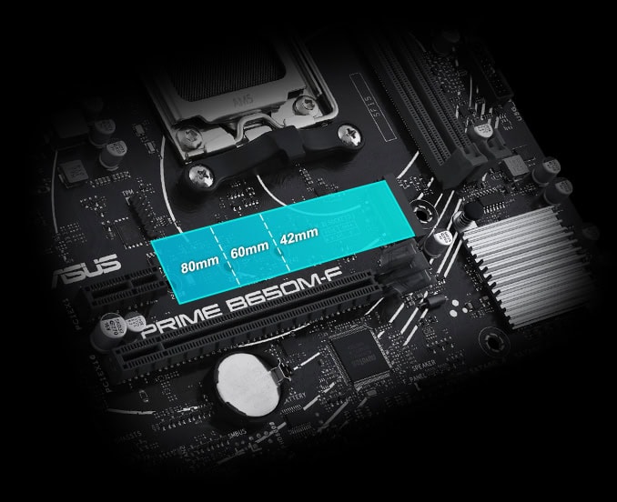 Görünümde ASUS Prime B650M-F ana karta, yüksek performans ve oyun deneyimi için uyumlu anakart. DDR5 RAM, HDMI ve RGB desteği ile güçlü ve estetik gaming bileşeni.