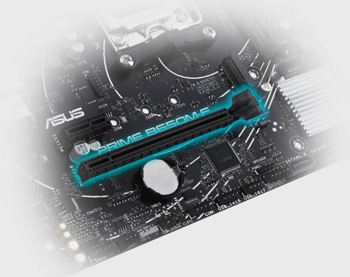 Görünümde ASUS Prime B650M-F ana karta, yüksek performans ve oyun deneyimi için uyumlu anakart. DDR5 RAM, HDMI ve RGB desteği ile güçlü ve estetik gaming bileşeni.