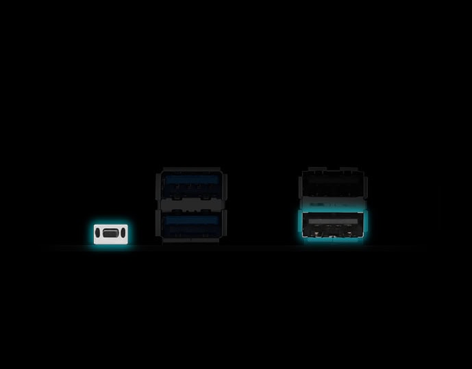 Yüksek hızlı veri aktarımına sahip modern bilgisayar bağlantı noktaları, USB-C ve USB 3.0 portları ile oyun ve ofis kullanımı için ideal çözüm sunar.