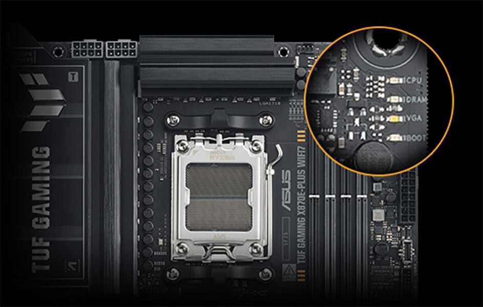 TUF GAMING X870E-PLUS WIFI7 Yüksek performanslı bilgisayar işlemci ve anakart ayarları, oyun optimizasyonu ve AI destekli hız artırma özellikleri, en iyi oyun deneyimi için ideal seçenekler.