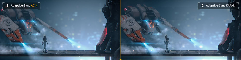 Savaş temalı robot ve uzay savaş gemisiyla bilim kurgu video oyunu sahnesi, yüksek grafik kalitesi ve detaylı tasarımla etkileyici bir görsel.