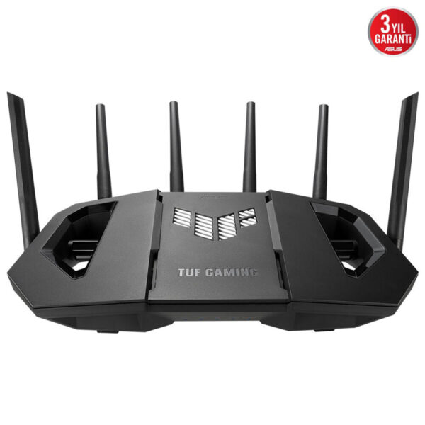 Yönlendirici, oyun ve ağ bağlantısı için yüksek performanslı ASUS TUF Gaming yönlendirici. Güçlü sinyal alanları ve stabil internet bağlantısı sağlar, oyuncular için ideal.