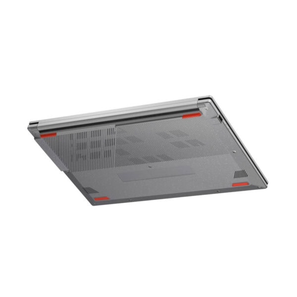 Yenilenmiş dizüstü bilgisayar alt görünüm, soğutma delikleri ve havalandırma ızgarası ile yüksek performanslı laptop tasarımı.