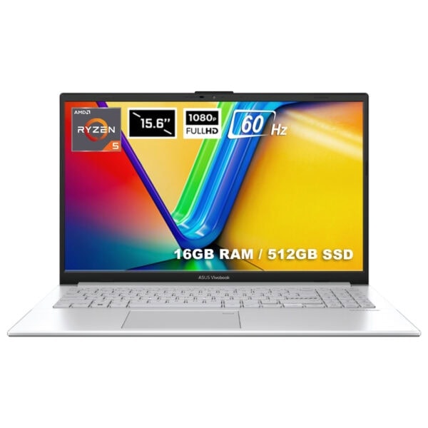Yüksek performanslı gaming dizüstü bilgisayar, Ryzen 5 işlemci, 16GB RAM, 512GB SSD, 15.6 inç Full HD ekran, 60Hz yenileme hızı, ideal oyun deneyimi için tasarlanmış.