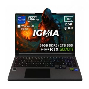 GameRaider IGNIA GR16 Intel Core i9-14900HX GeForce RTX 5070Ti 12GB 140W 64GB DDR5 2TB SSD 16 inç  2.5K QHD+ 300Hz FreeDos Gaming Laptop - Çanta Hediyeli