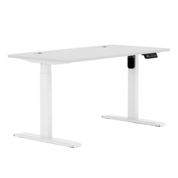 çalışma masası, beyaz ergonomik komputer masası, ayarlanabilir yükseklik, modern çalışma alanı mobilyası.