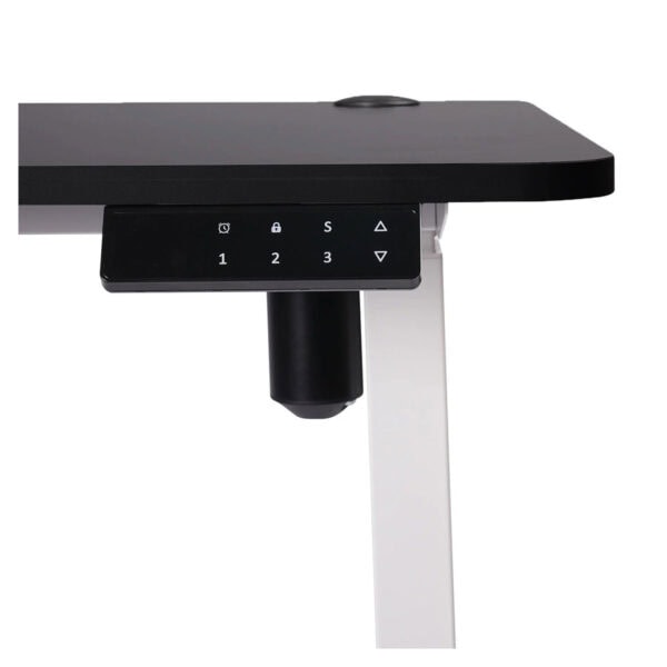 Yüksek teknoloji ev ve ofis çalışma masası, kontrol paneli ve ayar düğmeleri, ergonomik ve modern tasarım, şık ve fonksiyonel çalışma ortamı için ideal.