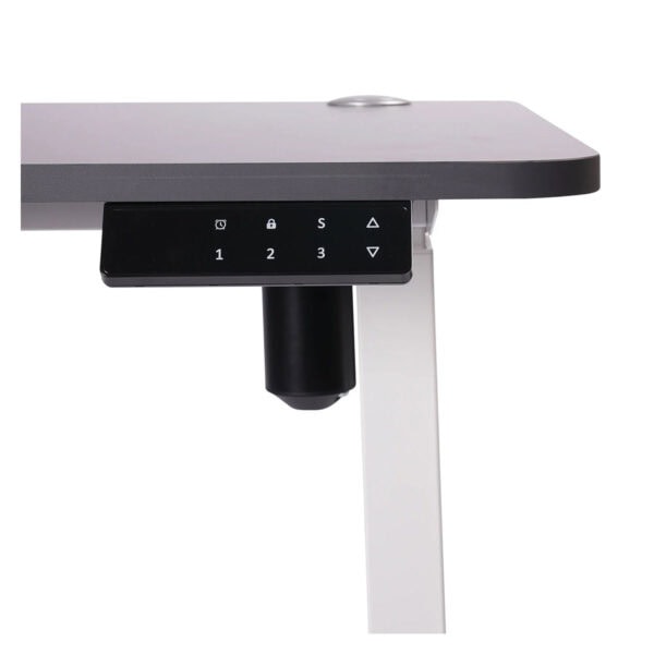 Yüksek teknolojili ayarlanabilir çalışma masası, kontrol paneli ve modern tasarımıyla ergonomik çalışma ortamı sağlar. Ayak kontrollü yükseklik ayarı ve şık detaylar ile kullanıcı dostudur.