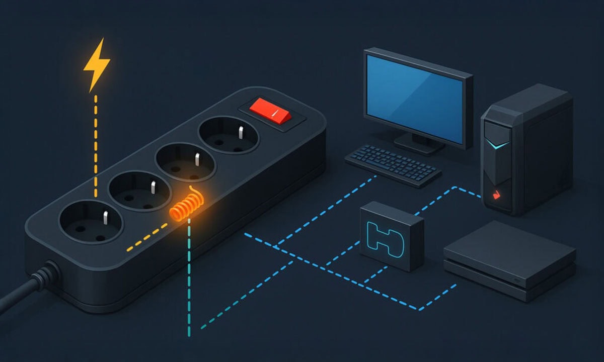 Elektrik prizleri ve bilgisayar donanımı ile oyun ve teknoloji konsepti, yüksek çözünürlüklü ve detaylı, gaming ve bilgisayar donanımı anahtar kelimeleriyle optimizasyon.