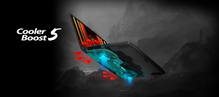 Yüksek performanslı soğutmalı gaming dizüstü bilgisayar, Cooler Boost 5 teknolojisiyle serin kalır, oyun deneyimini artırır ve yüksek FPS sağlar.