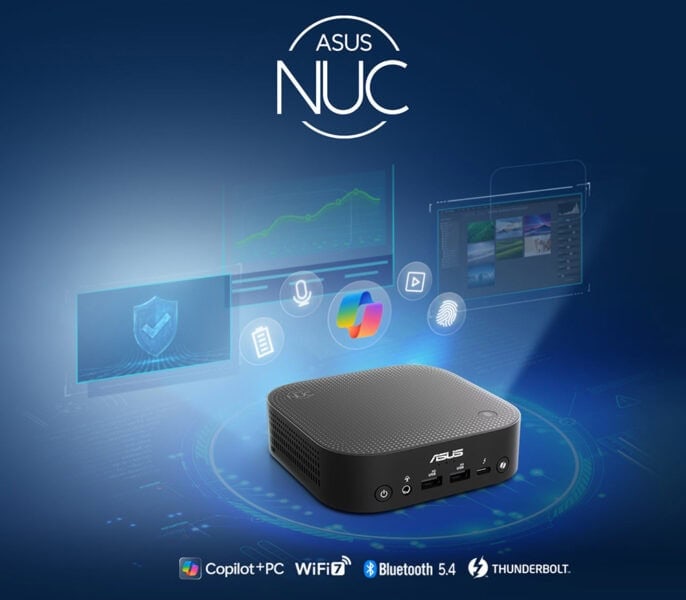 Yüksek teknoloji mini bilgisayar Asus NUC, WiFi 6, Bluetooth 5.4 ve Thunderbolt özellikleriyle oyun ve ofis kullanımı için ideal güçlü ve kompakt bilgisayar.