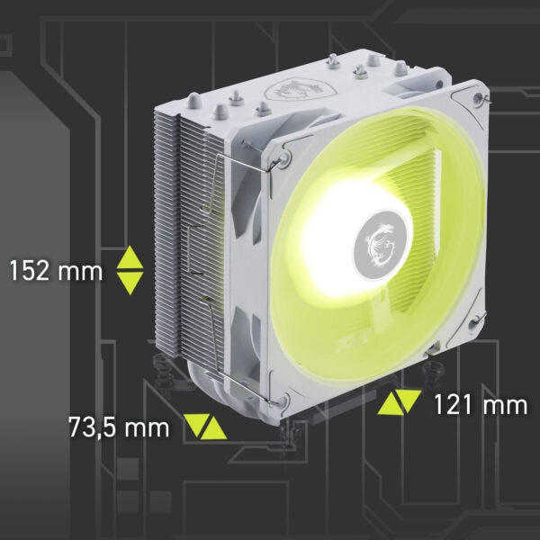 Yüksek performanslı bilgisayar CPU soğutucu fanı, geniş 152 mm boyut, sessiz çalışkan tasarım, yüksek ısı dağılımı sağlar.