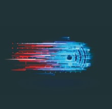 Hızlı dijital teknolojik veri akışı ve veri akışını gösteren modern görsel, bilgisayar ve teknoloji temalı görsel.