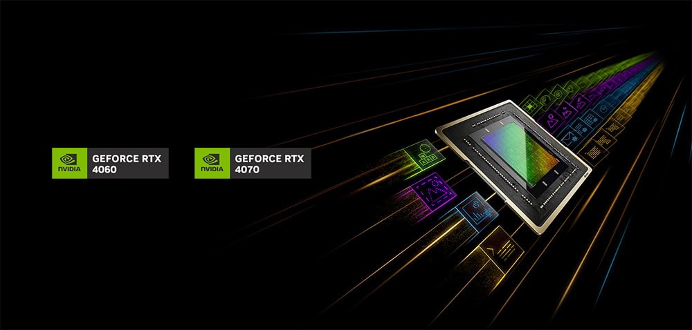 Nvidia GeForce RTX 4060 ve 4070 grafik kartları ile yüksek performanslı oyun ve grafik işleme teknolojileri.