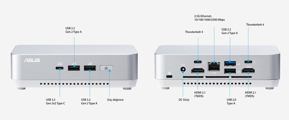 USB 3.2 ve HDMI portlarıyla donatılmış, şık ve fonksiyonel ASUS mini bilgisayar, yüksek hızda bağlantı ve gelişmiş iletişim özellikleri sunar.