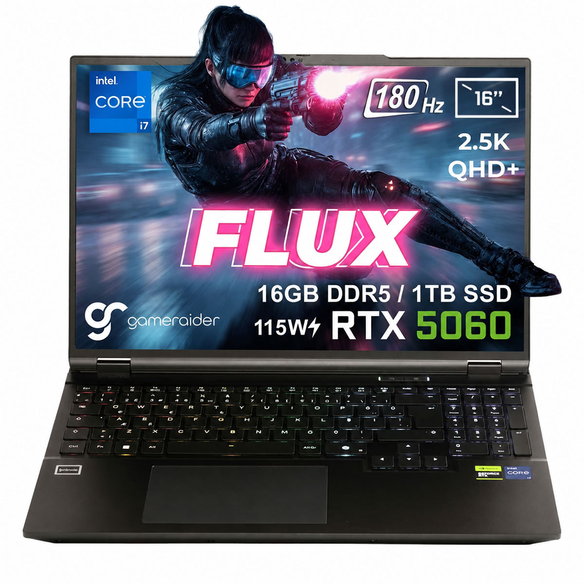 Gameraider Flux Gr16 Intel Core I7 14650hx Geforce Rtx 5060 8gb 115w 16gb Ddr5 1tb Ssd 16 Inç 2.5k Qhd+ 180hz Freedos Gaming Laptop Çanta Hediyeli 1