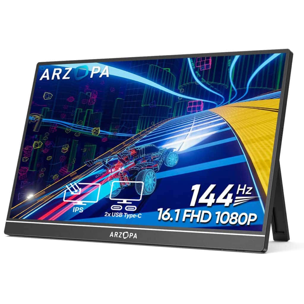 Yüksek yenileme hızına sahip, oyun ve yüksek performans için ARZOPA 16.1 inç Full HD 1080P IPS ekran monitörü, 144Hz titrek olmayan ekran, USB Type-C bağlantısı ve geniş renk yelpazesi özellikleriyle öne çıkıyor.