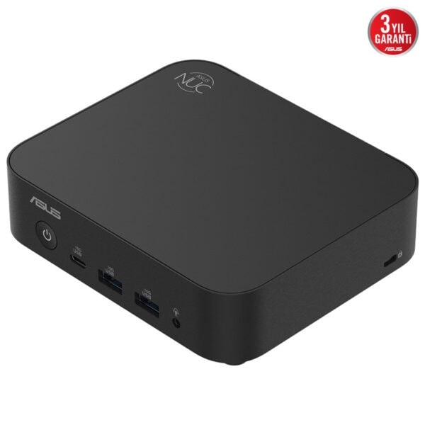Yüksek performanslı Asus NUC mini PC, oyun ve ofis kullanımına uygun kompakt tasarım, USB ve HDMI bağlantı noktaları ile modern bilgisayar teknolojisi.